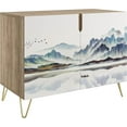 thumbnail image 3 of PixonSign Sideboard and Buffet Cabinet, 2 Doors Wood Storage Cabinet Console Table with Close Up Plant Leaf Details for Kitchen, Bedroom, Dinning, Foyer, Office - 35" L x 18" W x 29" H, 3 of 5