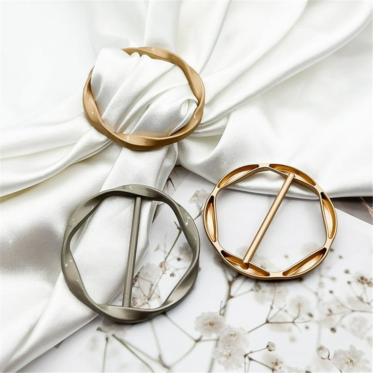 3PCS Silk Scarf Ring Clips - Gold Silver Black Zinc Alloy Clothing Accessories For Women