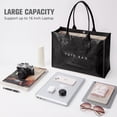 thumbnail image 4 of PVC Tote Bag for Women - Kraft Paper Work Handbags Purses with Top Handle（Black）, 4 of 13