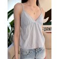 thumbnail image 4 of Women's Eyelet Embroidery Tank Top Deep V Neck Spaghetti Strap Cami Tops Summer Tops, 4 of 6