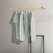 Miumaeov Wall Mounted Clothes Rack Gold Pipe Clothes Hanging Rail Garment Display Shelves for Laundry Room Closet Storage