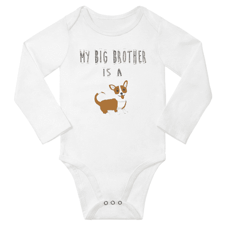 

My Big Brother is a Cardigan Welsh Corgi Dog Funny Boys Girl Baby Long Sleeve Bodysuit (White 6-12M)