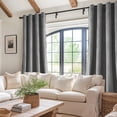 thumbnail image 6 of JIUZHEN Grey Velvet Curtains 96 inches for Living Room - Thermal Insulated Room Darkening Grommet Thick Velvet Window Drapes for Bedroom/Dining, Set of 2 with Tiebacks, W52 x L96, 6 of 9