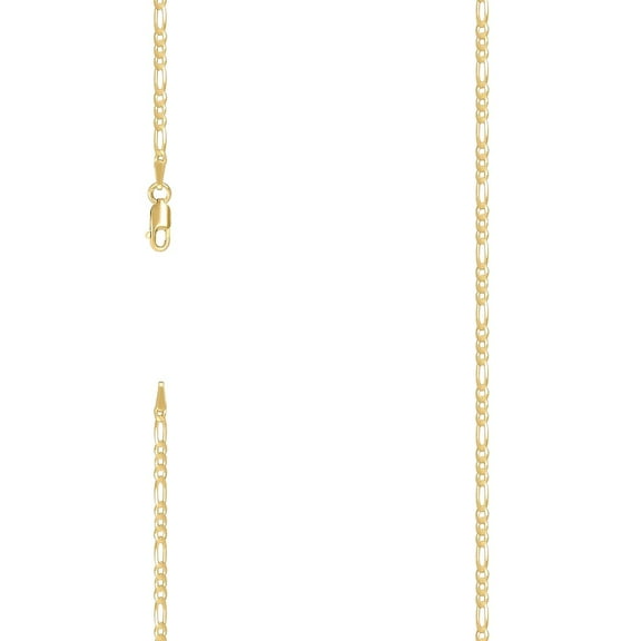 925 Sterling Silver Super Flat Figaro Chain Gold Plated 2.3mm Necklace 22 Inch Chain Necklace for Women and Men