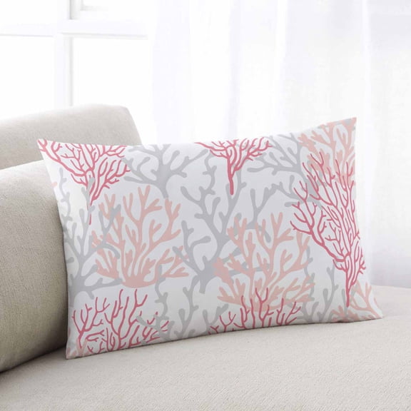 Pink Grey Coral Coastal Queen Size Pillow Cover, Pillowcase Protectors with Zipper, Breathable Decorative Throw Pillow Case Cover, Summer Beach Seaside Nautical Pillow Shams for Couch Sofa 20x30Inch
