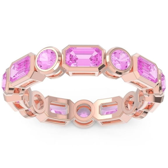 5.00 Carat Emerald Cut Pink Sapphire Gemstone Lovely Engagement Eternity Band for her Solid 14K Rose Gold Size 7 by Diamond-Capitals