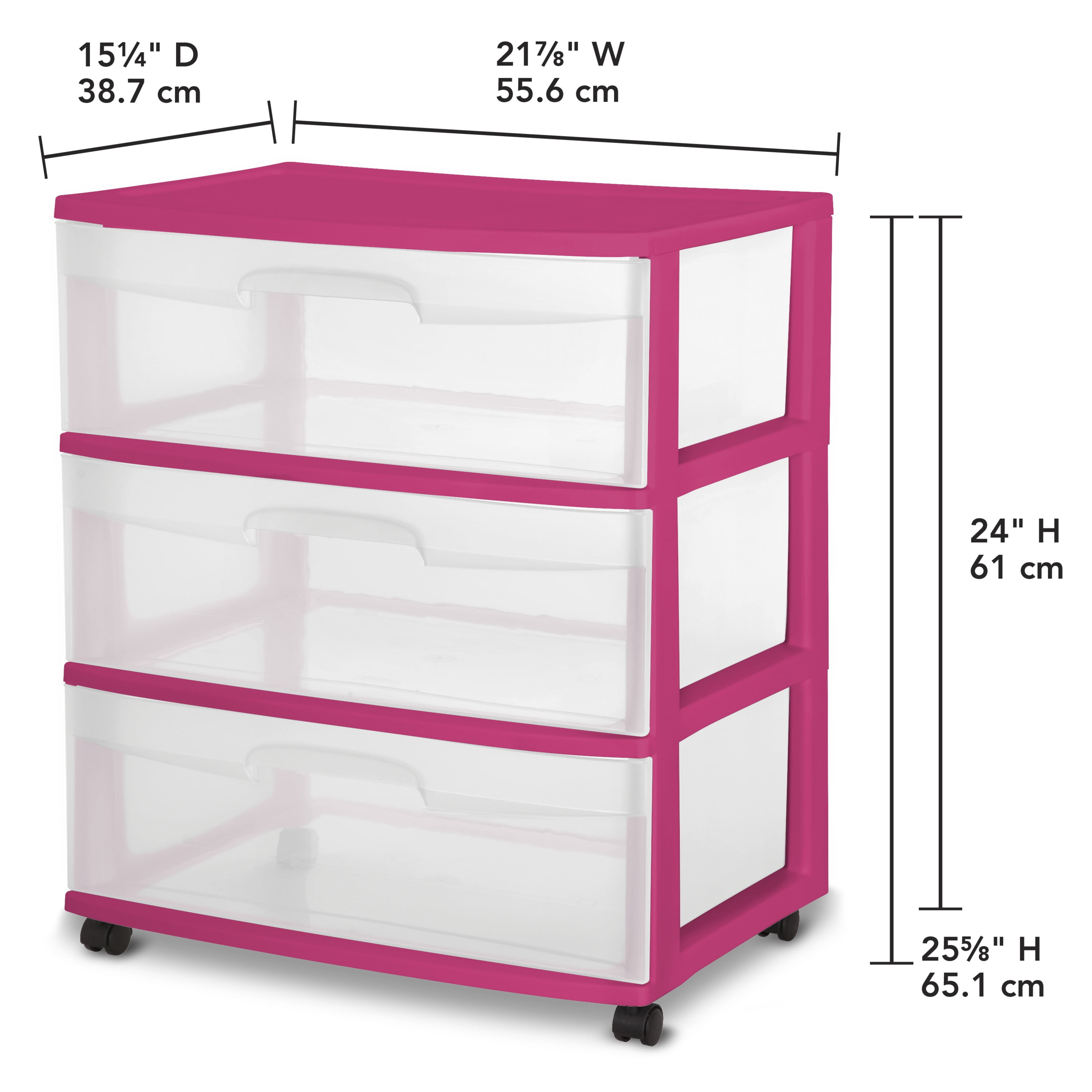 Sterilite Wide 3 Drawer Cart Moda Purple Walmart Com Walmart Com