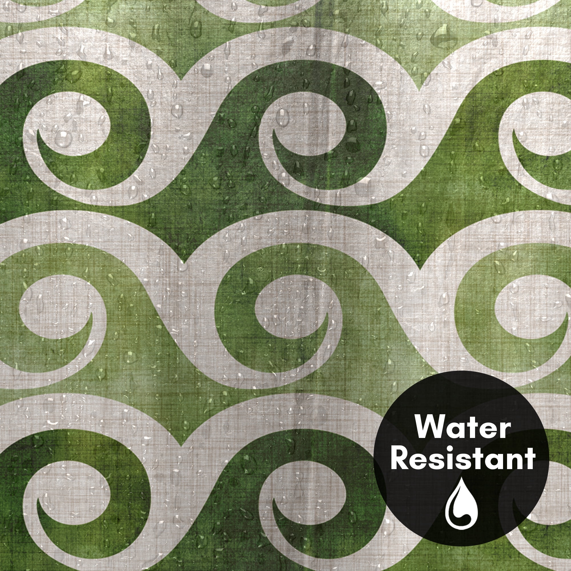 Americanflat 71" x 74" Shower Curtain, Retro Waves In Green by Modern Tropical