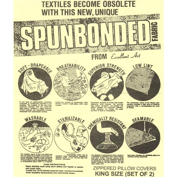 2 Pack, 100% Polypropylene Spunbonded Fabric Zippered Pillow Protectors Pillow Encasement, Washable, Breathable, Waterproof, Allergy Protection.