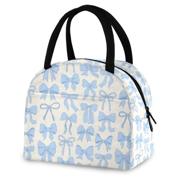 ALAZA Blue Bows Insulated Lunch Box Reusable Cooler Tote Bag Work Office Picnic
