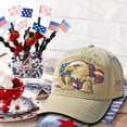 thumbnail image 2 of WKSCLPAI 250th Anniversary USA Hat, Adjustable Printed Patriotic Baseball Cap for Men Women with A Small Decorated American Flag for Independence Day(Beige), 2 of 8