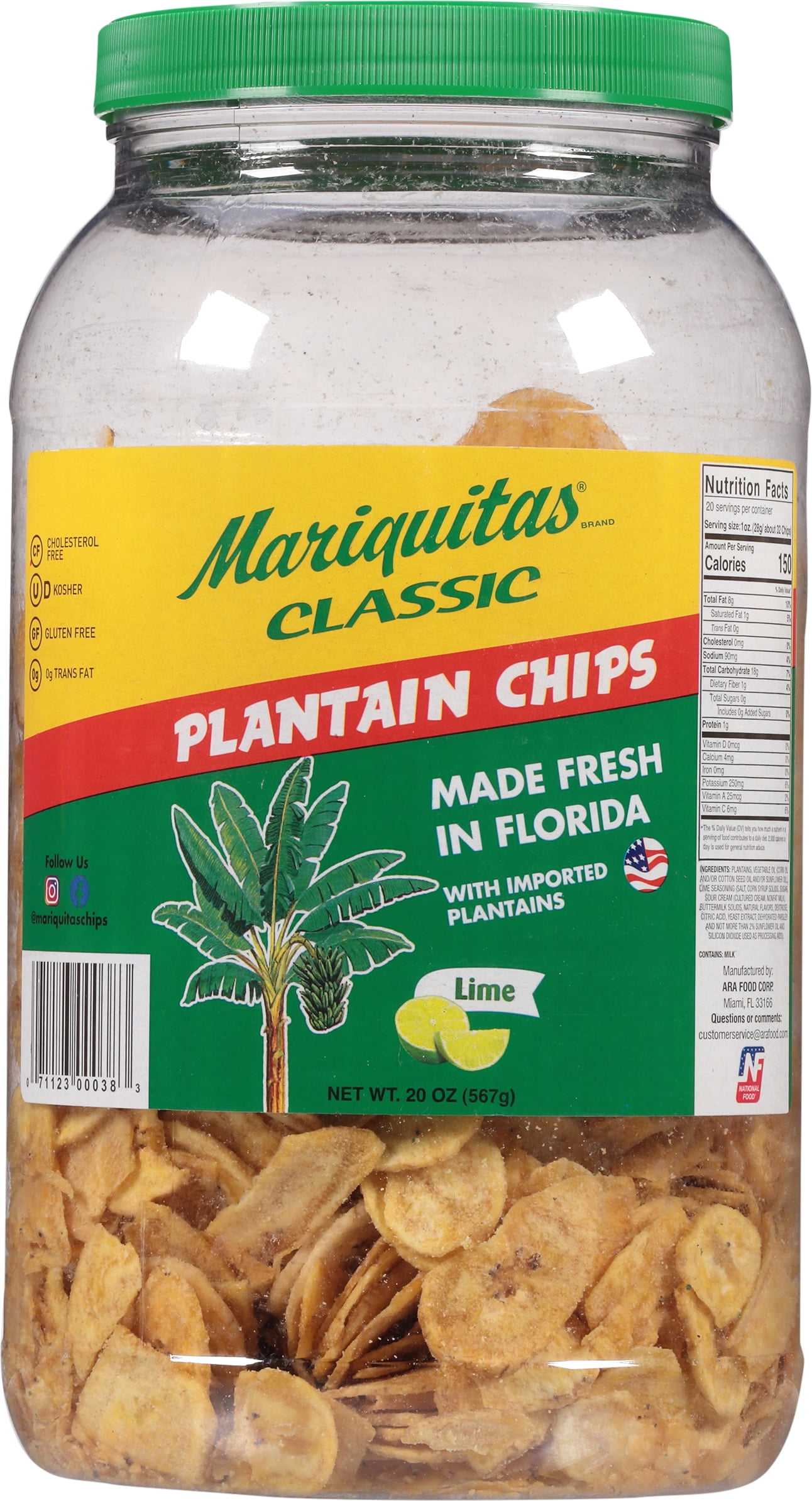 Mariquitas Plantain Lime Barrels 20 oz - Walmart.com