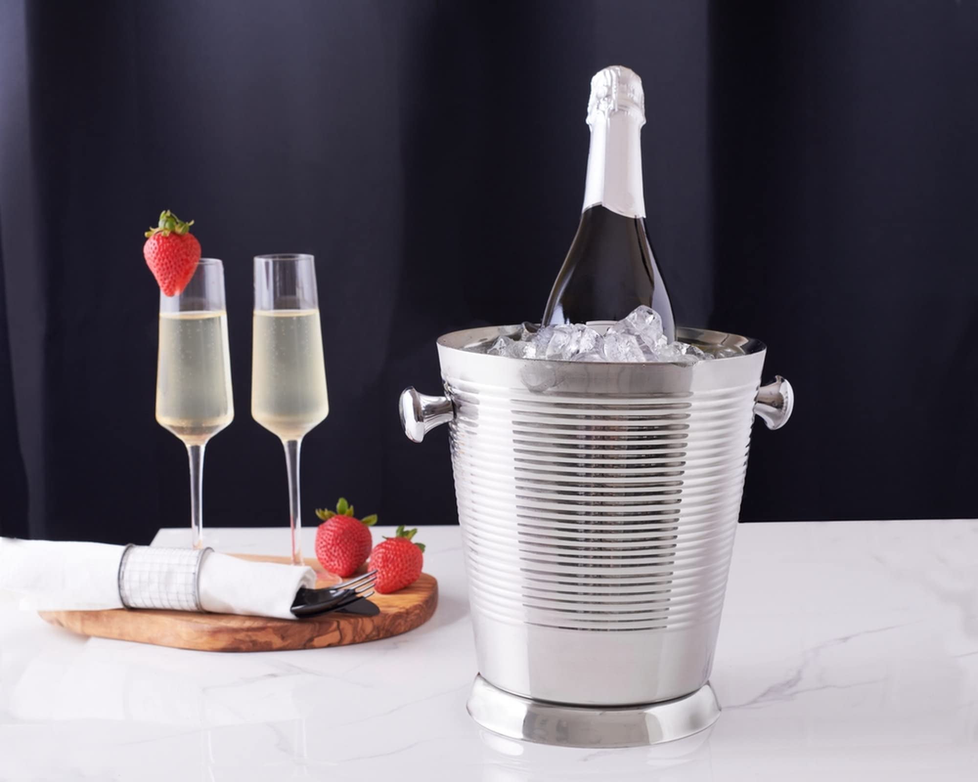 Sol Living Stainless Steel Champagne Bucket – 65 Qt Double Wall Insulated Beverage Chiller For Parties