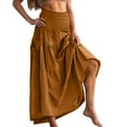 thumbnail image 3 of Feancey Casual Maxi Skirts for Women Tiered Flowy Beach Skirt Summer High Waisted A-Line Skirts Solid Color Loose Boho Vacation Skirt Orange XL, 3 of 10