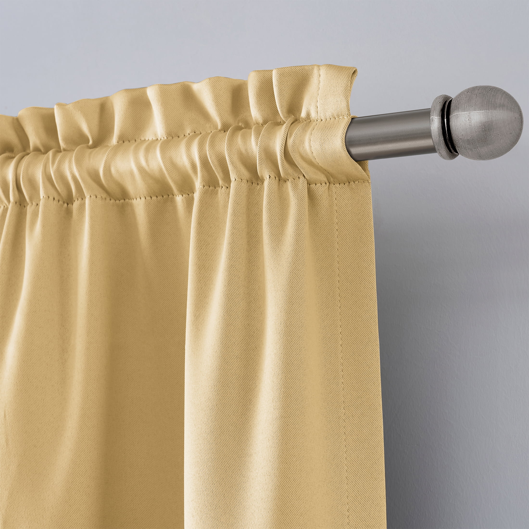 Mainstays Solid Room Darkening Curtain Panel Pair, Set of 2, Gold, 30"W x 84"L