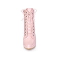 thumbnail image 6 of BLISSFUL STEP Women's Patent Leather Pointed Toe Lace Up Stiletto Heel Ankle Boots Pink 6.5, 6 of 8