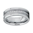 thumbnail image 3 of Metal Masters Mens Tungsten Wedding Band Ring Cubic Zirconia Inlay 8mm Silvertone 12, 3 of 6