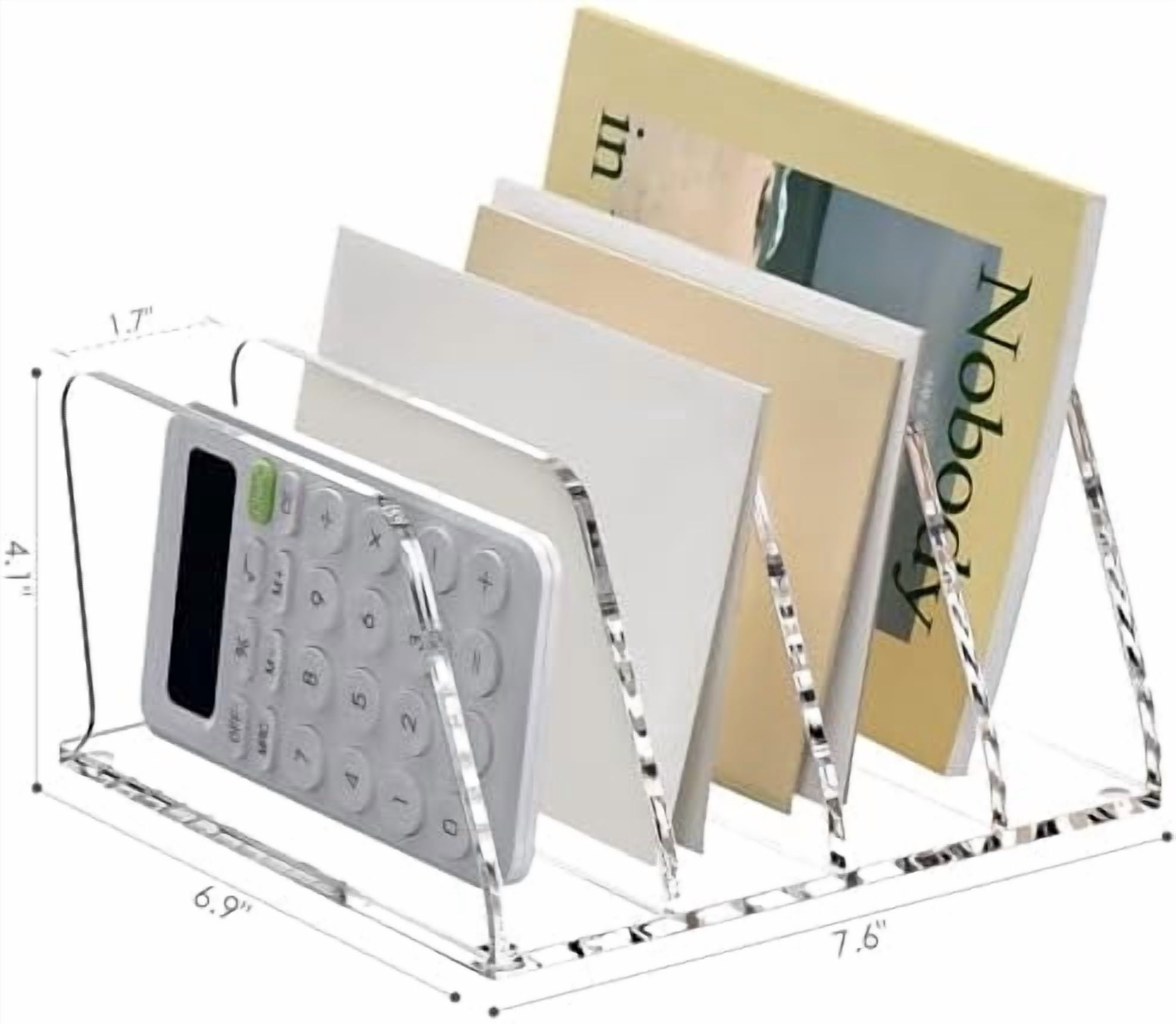 Jointown Acrylic Desk File Sorter Organizer Holder, 4-Section Clear Vertical Letter File Folder Rack, Notebook Magazine Desktop Binder Mails Storage Bookshelf Upright Divider for Home Office School