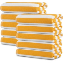 Yellow Cabana Stripe Extra Large Bulk Beach Towels 32x64 Pack of 36 - Soft Ringspun 100% Cotton Pool Towels - 3 Dozen Wholesale Beach Towel - Highly Absorbent – Perfect for Hotels, Pools and Resorts