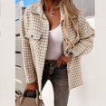 thumbnail image 3 of Cárdigan de manga larga con estampado de pata de gallo para mujer, traje con cuello vuelto, Tops de abrigo de lana, otoño e invierno, 3 of 3