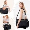 thumbnail image 6 of Lekebaby Tote Diaper Bag, Large Capacity Diaper Bags with Changing Pad & 16 Pockets, Waterproof Baby Bag for Hospital, Travel, Black, 6 of 8