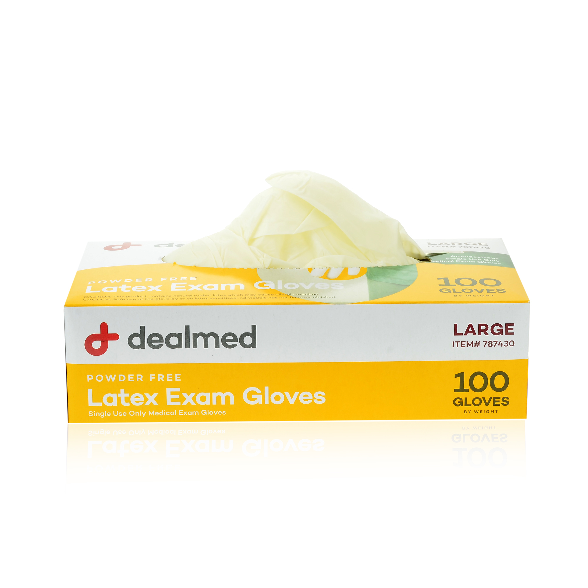 Dealmed Latex Exam Gloves, Non-Sterile, Professional Grade, Large, 100 Count (Pack of 10)