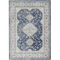 7' X 9' Blue and Gray Medallion Power Loom Area Rug