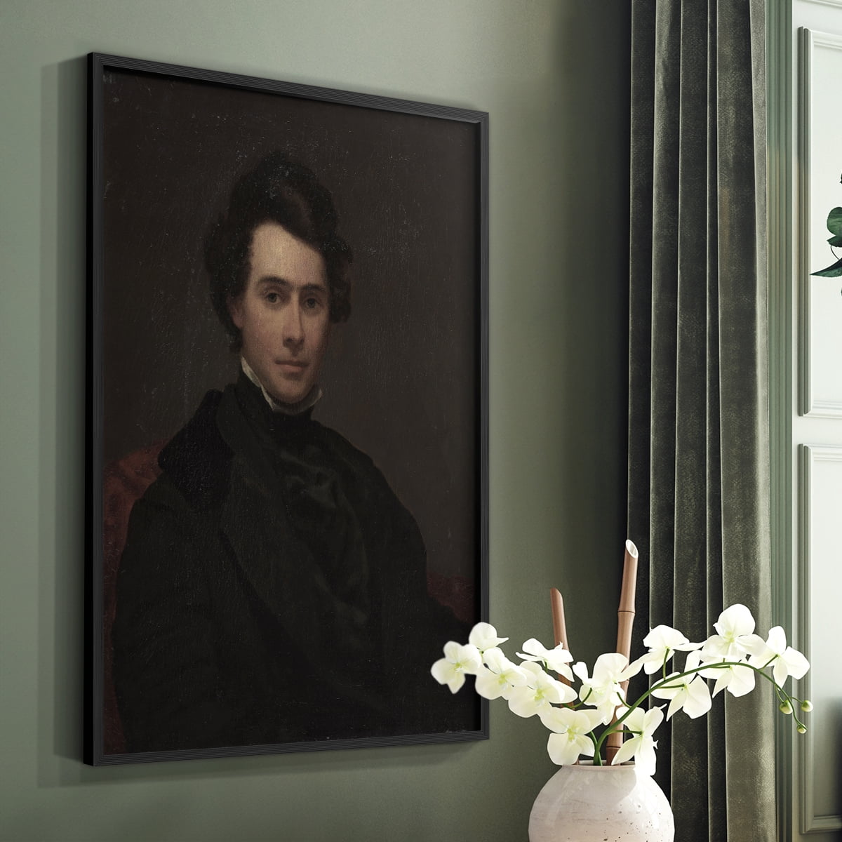 Vintage Portrait Print III - 14in. x 11in. Vintage Framed Print in Black Wood Frame