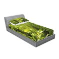 thumbnail image 2 of Ambesonne Nature Fitted Sheet & Pillow Sham Set, Leaf Branches Woodland, Twinxl, Lime Green Brown, 2 of 2