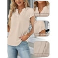 thumbnail image 4 of VDJ Womens Summer Tops Button V Neck Cap Sleeve Summer Casual Fit Dressy Blouses Beige Tee shirts for Women Elegant Size XXL, 4 of 8