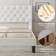 thumbnail image 6 of Feonase Queen Size Bed Frame with Upholstered Wingback Headboard, Platform Bed and Heavy Duty Wooden Slats Support, Easy Assembly, Noise-Free, No Box Spring Needed, White, 6 of 7