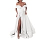 thumbnail image 4 of Vestidos de novia Prolriy para mujer, largos hasta el suelo, de gasa, estilo cóctel, estilo francés, retro, de verano, corte bajo, escote en V, corte de boda, lisos, 2024, vestidos de mujer blancos,, 4 of 4