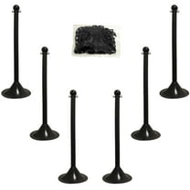 Mr. Chain Plastic Stanchion Kit with 50 Feet of 2-Inch Link Chain and C-Hooks, Black, Pack of 6 (71003-6) CA2