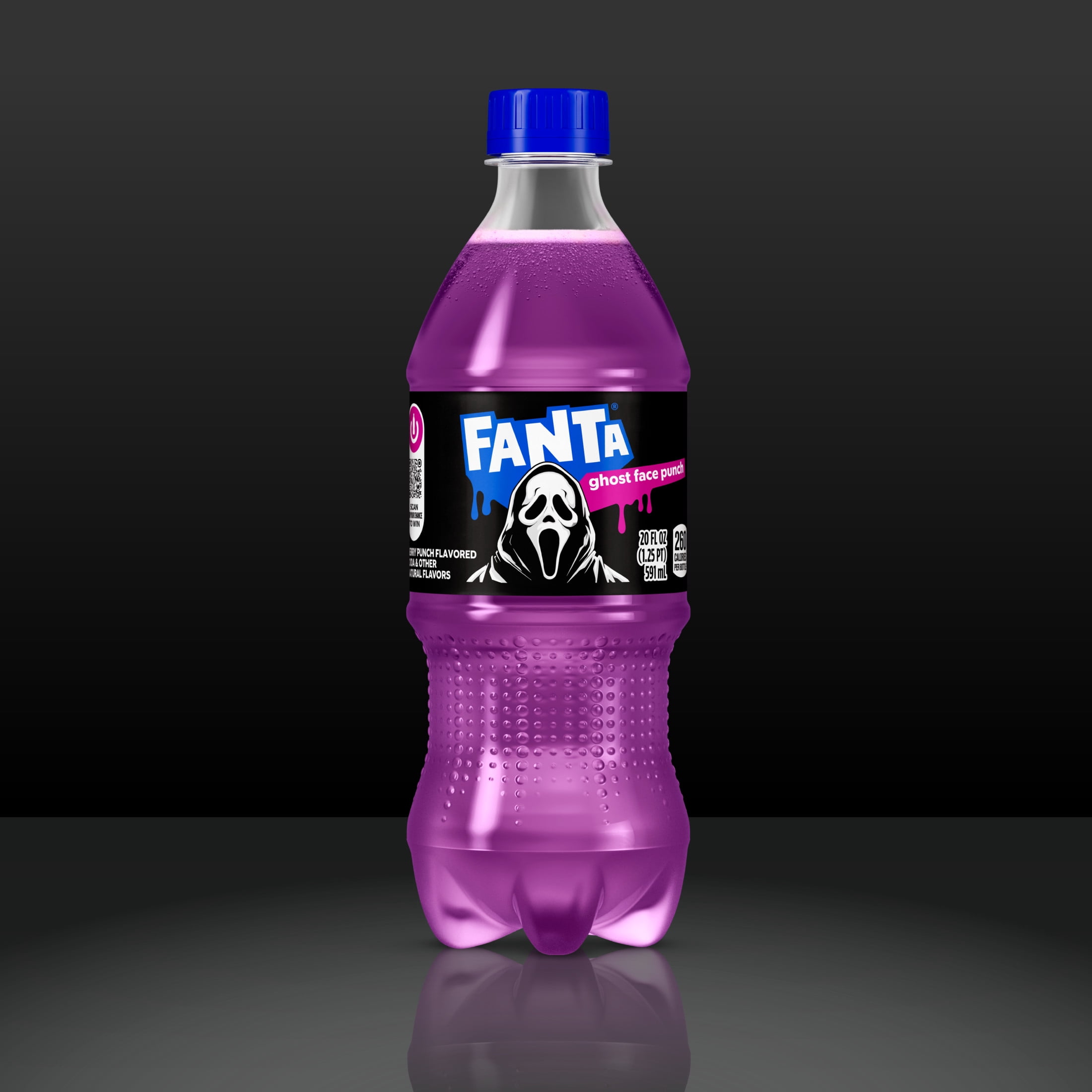 Fanta Ghost Face Punch Soda Pop Bottle, 20 fl oz