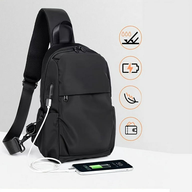 Black One Strap Backpack Sling Bag Crossbody Backpack For Men Women, Lightweight Waterproof Sling Backpack Shoulder Bag For Hiking Walking Biking Black One Strap Backpack Sling Bag Crossbody Backpack For Men Women, Lightweight Waterproof Sling Backpack Shoulder Bag For Hiking Walking Biking