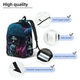 thumbnail image 4 of Honeii Punk Style Blue Haired Skull Print Canvas College Laptop Backpack, Durable Rucksack Travel Notebook Bag School Backpack Book Bag for Men Women-, 4 of 7