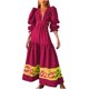 thumbnail image 1 of Vestido largo con cuello en V y temperamento de manga BBubble estampado de alto grado para mujer Pompotops  hdfakjf7085, 1 of 7