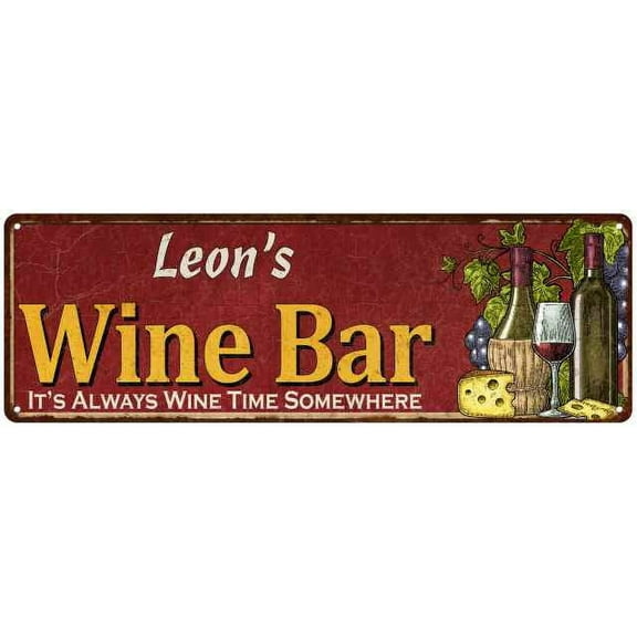 Leon's Wine Bar Red Gift Home Kitchen Decor 6x18 Sign 206180056371