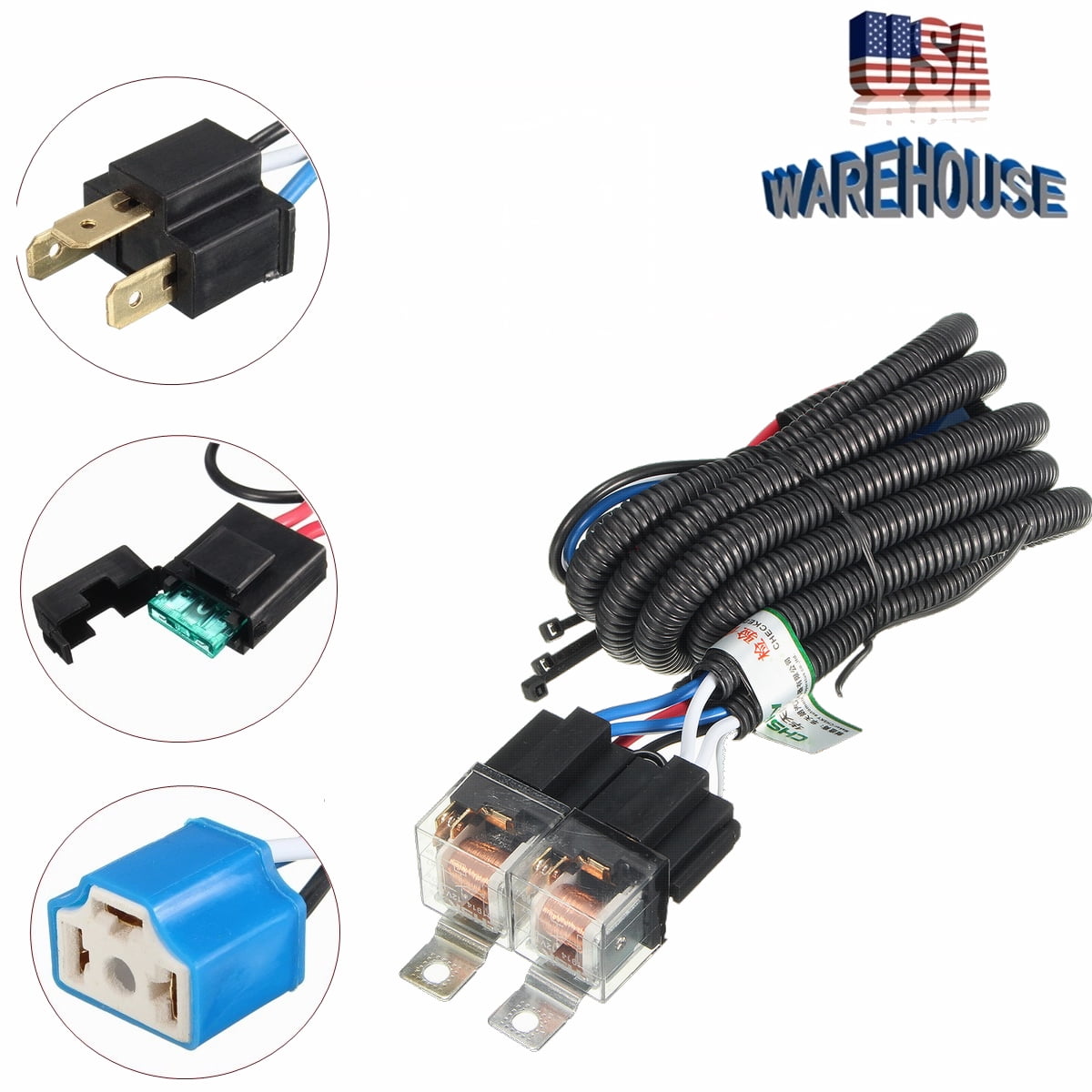 Oem H4 Headlight Relay Wiring Harnes System 4 Headl Light Bulb - Wiring
