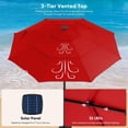 thumbnail image 4 of TINKLE WELL 9.2FT Outdoor Solar Umbrella with 32 LED Lights, 3-Tier with Tilt & Easy Crank Market Umbrella for Backyard & Beach, Red, 4 of 8