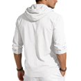thumbnail image 5 of Hearthz Linen Hooded T Shirts for Man Button Down Long Sleeve Hoodies for Men Drawstring Lightweight Beach Sweatshirts for Men White S, 5 of 10