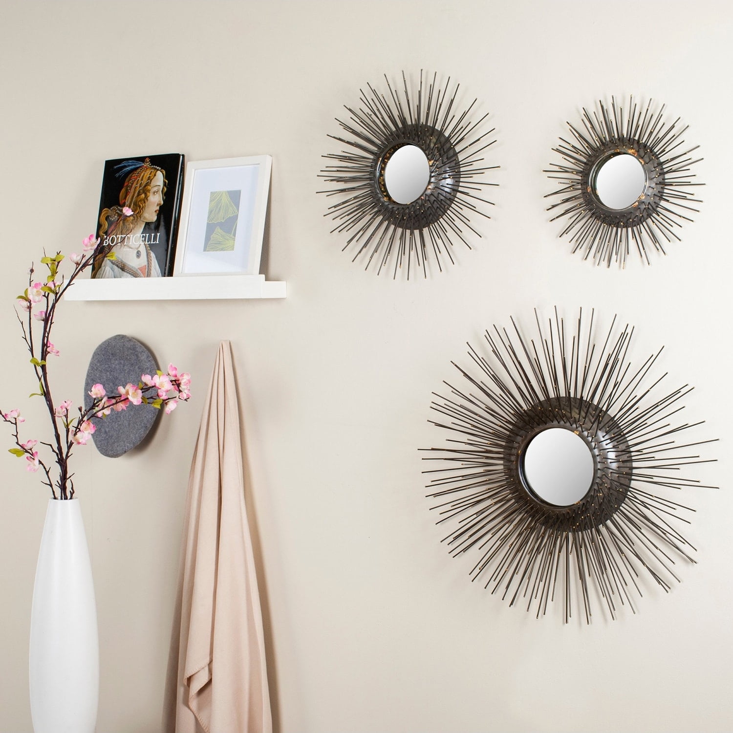 Safavieh Sunburst Triptych Round Mirror, Set of 3 ...