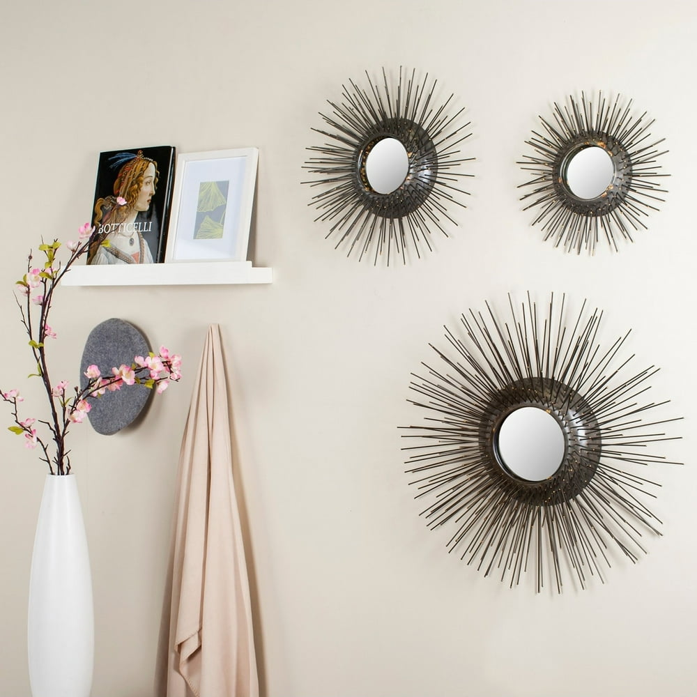 Safavieh Sunburst Triptych Round Mirror, Set of 3