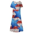 thumbnail image 4 of Summer Saving Wycnly Summer Dresses for Women Independence Day Casual Pocket Loose Swing Patriotic Tunic Long Dresses with Pocket 2024 Short Sleeve V-Neck Star Flag Print Maxi Formal Dress Blue XXL, 4 of 5