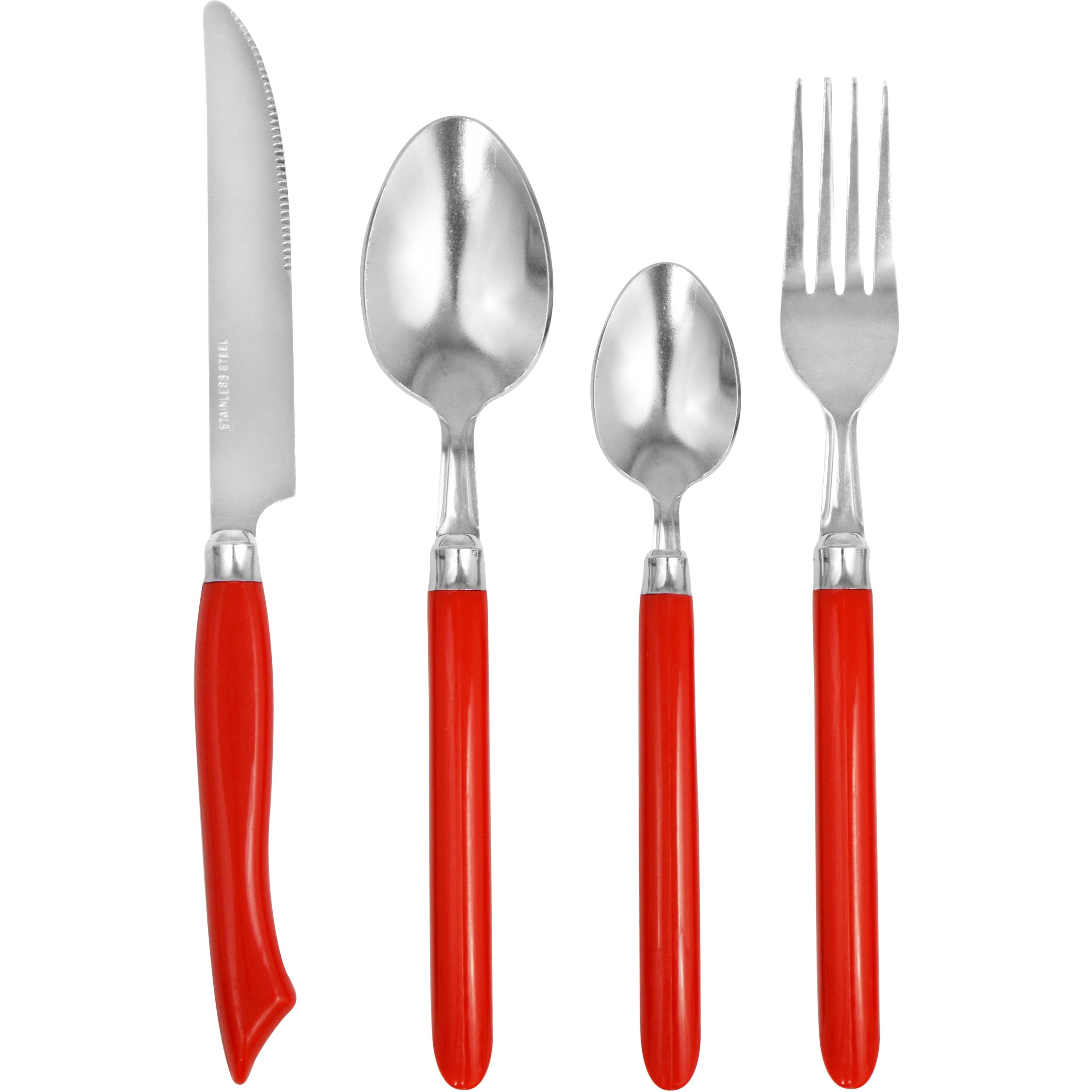 32Pc Colored Handle Flatware Set