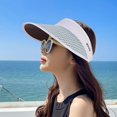 thumbnail image 3 of LINASHI Women Sun Hat Empty Top Adjustable Contrast Color Sun Visors Outdoor Sport Sun Visors Hats with Long Brim, 3 of 3