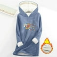 thumbnail image 2 of Sexlip Women's Hoodies, Sherpa-Lined Pullover Sweatshirt Thermal Warm Daily Wear Cozy Hearts Print Tunic Tops with Pockets Blue S, 2 of 3