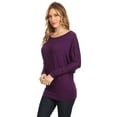 thumbnail image 2 of Moa Collection Women's Relaxed Fit Tunic Top Dolman Sleeve Knit Casual Style, 2 of 4