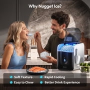 EUHOMY Nugget Ice Maker Countertop, 40Lbs/24H Chewable Pebble Ice Machine with Smart App Control and Self-Cleaning Function, Black