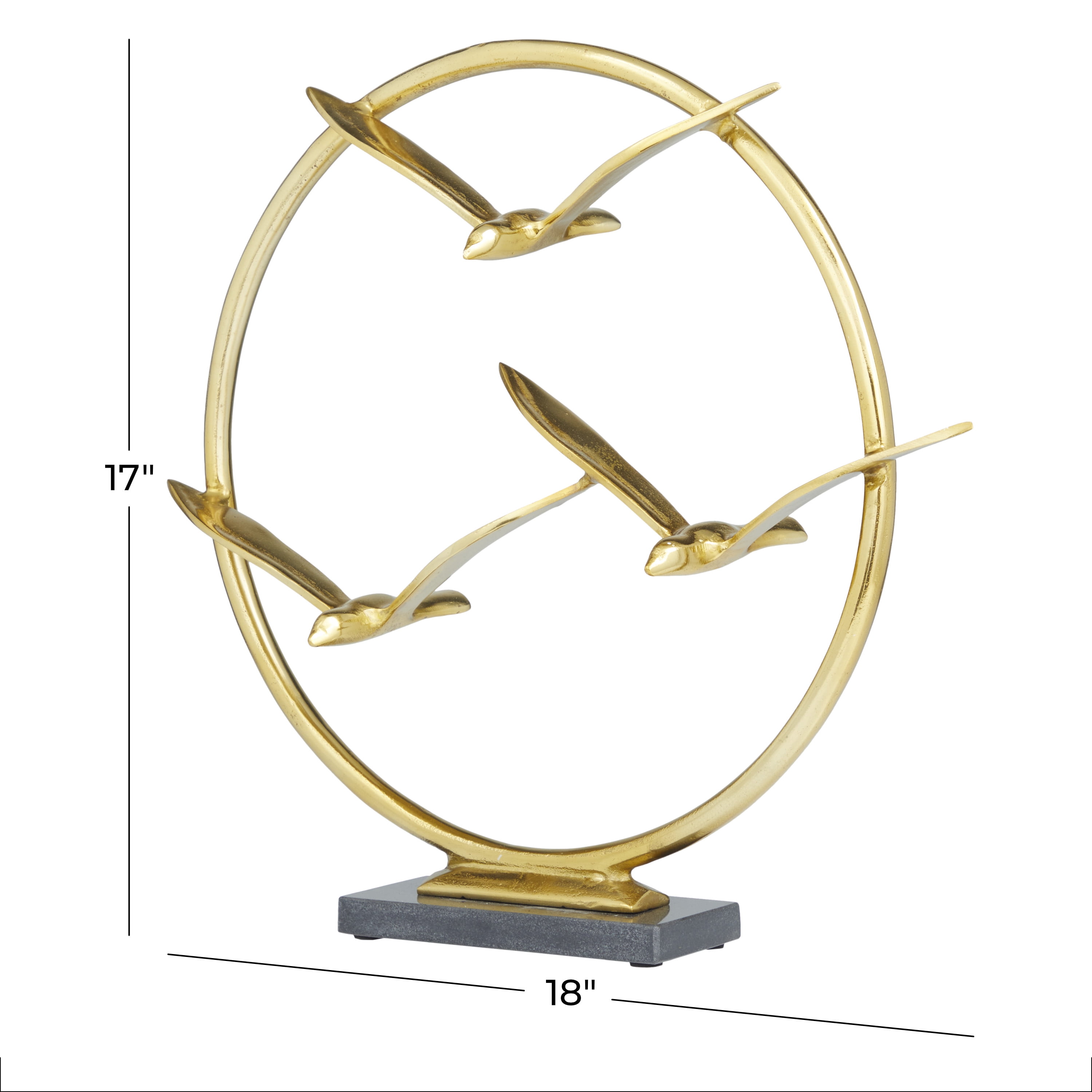 18" x 17" Gold Aluminum Bird Sculpture, by DecMode